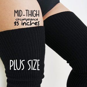 PLUS SIZE Thigh High Socks, Black Women's Extra Long Over The Knee Stocking